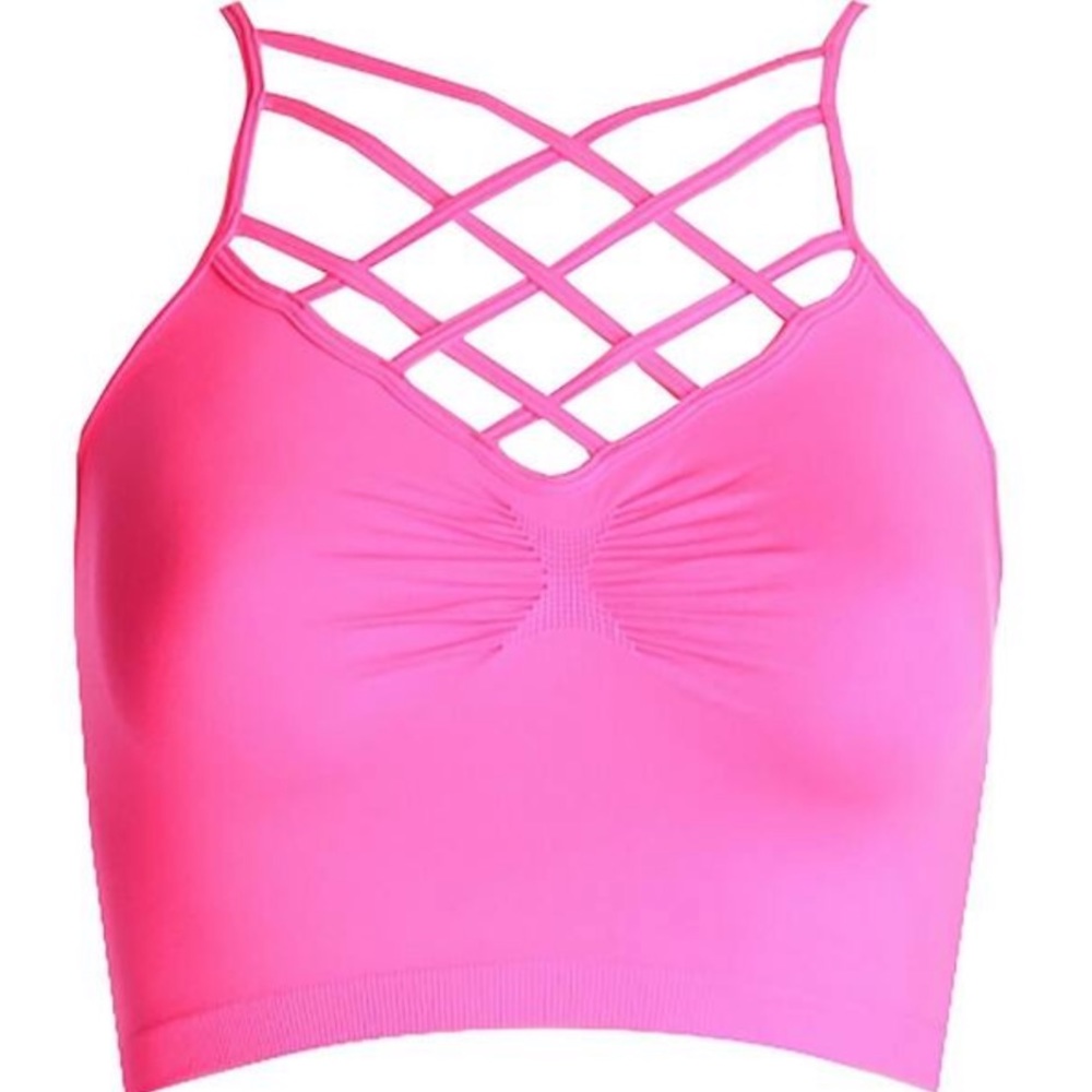 Neon Hot Pink Aqua Strappy Bralette